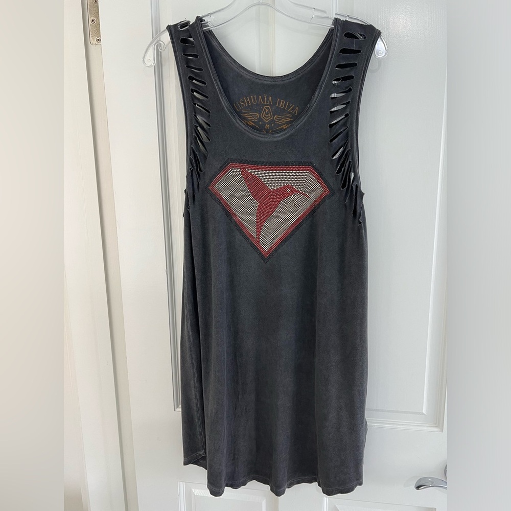 Black Sleeveless Dress with sequined bird